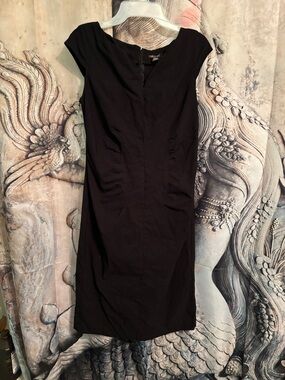 Black Cap-Sleeve Sheath Dress